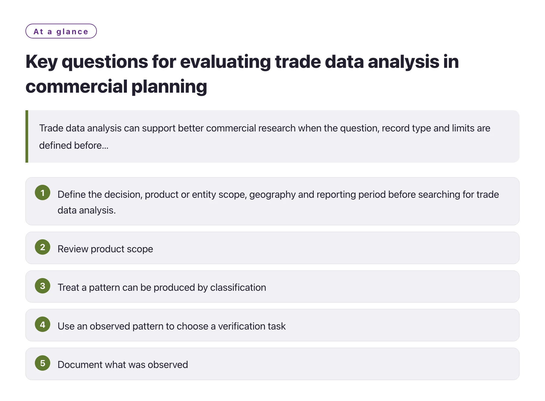 Key questions for evaluating trade data analysis in commercial planning——全文要点速览